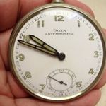 DOXA FÉRFI ZSEBÓRA ANTIK RETRO RÉGI FELHÚZÓS MŰKÖDŐ SVÁJCBÓL PORCELÁN SZÁMLAPOS fotó