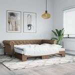 cappuccino színű kihúzható műbőr heverő matraccal 90 x 200 cm fotó