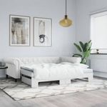 fehér kihúzható műbőr heverő 90 x 200 cm fotó