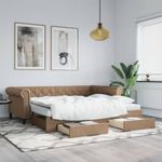 cappuccino színű kihúzható műbőr heverő fiókkal 90 x 200 cm fotó