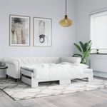 fehér kihúzható műbőr heverő matraccal 90 x 200 cm fotó