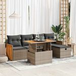 6 részes szürke polyrattan kerti ülőgarnitúra párnákkal fotó