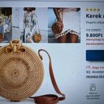 Női kerek fonott RATTAN táska, stílusos válltáska, oldaltáska , DESIGNER nyári táska., hibátlan. fotó