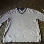 EREDETI TOMMY HILFIGER Slim fit bézs gépi kötésű v-nyakú férfi pulóver XL-XXL-es fotó