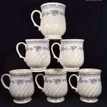 ANGOL KÉK VIRÁG MINTÁS PORCELÁN BÖGRE KÉSZLET DEKORATÍV FAZONNAL X fotó