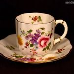 MESESZÉP VIRÁGOS MINTÁS ROYAL CROWN DERBY PORCELÁN CSÉSZE ALÁTÉTTEL X fotó