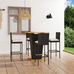 5 részes fekete polyrattan kerti bárszett párnákkal fotó