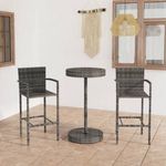 3 részes szürke polyrattan kerti bárszett fotó