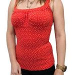 AMISU élénk piros fehér PÖTTYÖS M 38 romantikus tavaszi /nyári FELSŐ - PÓLÓ e1 fotó