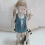 Ritkábban előforduló Grafenthal GDR német porcelán Kutyát etető kislány figura fotó