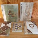 5 db fényképtartó - Antik fából, levelekből készült fényképalbum fotó