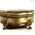 OROSZLÁN FIGURÁLIS LÁBAKON ÁLLÓ DEKORATÍV EMPIRE STÍLUSÚ ÉKSZERES DOBOZ X fotó