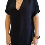 EVER.ME fekete rövid ujjú V-nyakú 44 2XL mutatós FELSŐ d79 fotó