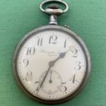 Antik elegáns működőképes nagy méretű régi Doxa zsebóra 'Brauswetter János Szegeden' 63mm 1FT NMÁ fotó