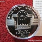 AZ EURÓPAI UNIÓ TANÁCSÁNAK MAGYAR ELNÖKSÉGE 3000 FORINT 2011, EZÜST: 10g/925; PP fotó
