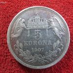 FERENC JÓZSEF 5 KORONA 1907 KB EZÜST: 23, 8g nsz, peremhiba fotó