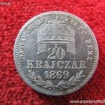 FERENC JÓZSEF 20 KRAJCÁR 1869 KB, EZÜST: 2, 7g; nsz+ fotó