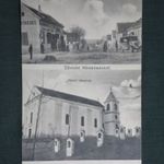 Képeslap, Máriakéménd, Mária templom, Főutca, Hangya szövetkezet üzlet, Szilágyi Artúr kiadás, 1920- fotó