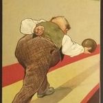 Humoros dombornyomásos graf. kl.: bowlingozó férfi. képeslap, képeslevelezőlap fotó