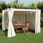 krémszínű acél pavilon függönyökkel 3 x 3 m fotó