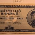 1946. 05.03. százmillió B.-pengő 1 forintról fotó