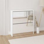 magasfényű fehér 2 szintes cipőszekrény tükörrel 63 x 17 x 67cm fotó