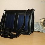 Sunny BAG éjfekete valódi bőr messenger irattáska, laptoptáska beépített napelemes töltővel fotó