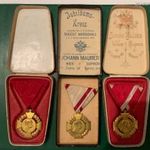 FJ I. JUBILEUMI Kereszt 1848-1908 *KATONAI-POLGÁRI-UDVARI * 3 DB* EREDETI TOK, SZALAG* fotó