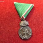 MAGYAR KORONÁS EZÜSTÉREM 1922 JELZÉS NÉLKÜL ! KATONAI TAGOZAT SZALAGJÁN kiv fotó