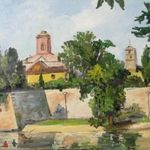 Bánfi - "Győr: Rába-part..." (olaj, karton 33×43 cm) fotó