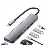 Fém USB C HUB (4k HDMI, PD 87W, 2x USB-A/C 3.0, SD/TF Kártyaolvasó) fotó