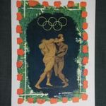 Képeslap, Lengyelország, Olimpiai játékok, sport, ökölvívás, boksz, Mieczyslaw Majewski grafika, 1964- fotó