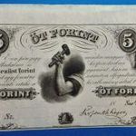 1852 -es Ropogós Emigrációs Kossuth ezüst 5 Forint Szabadságharcos bankó Ritka !! aUNC (L1524) fotó