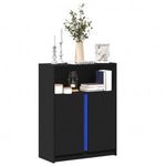 fekete szerelt fa tálalószekrény LED-del 77 x 34 x 100 cm fotó