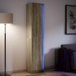 sonoma tölgy szerelt fa LED-es magasszekrény 41, 5x32, 5x200 cm fotó