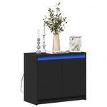 fekete szerelt fa tálalószekrény LED-del 72 x 34 x 61 cm fotó