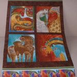 Laurel Burch Fieste Horses 4 képes aranykontúros panel ( 59x110cm) fotó