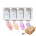 Jégkrém készítő szilikon forma, love minta 12, 5x19cm - Jégkrém készítő+ Fa pálcika 50db fotó