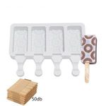 Jégkrém készítő szilikon forma, karikás 13x19cm - Jégkrém készítő+ Fa pálcika 50db fotó
