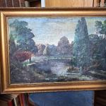 ANTIK O/V MOCSARAS TÓ FESTMÉNY szignált 70X45 cm -XIX./XX.sz. keretezve fotó