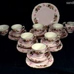 PINK ALAPMÁZAS NEOBAROKK MESESZÉP PORCELÁN TEÁSKÉSZLET X fotó