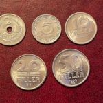 2, 5, 10, 20, 50 fillér aUNC sor 1990 fotó