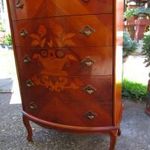 Elegáns intarziás neobarokk-chippendale 4 fiókos komód fotó
