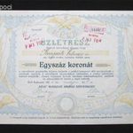 KÉVE Ruházati Áruház Szövetkezet üzletrész 100 korona 1920 fotó