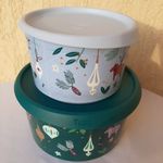 Tupperware Karácsonyi kerek tál szett arany mintával 2db Új, akciós fotó