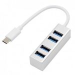 4-portos USB elosztó (UCB-C->4xUSB3.0), 4db USB3.0, Ezüst fotó