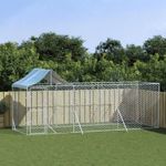 ezüstszínű horganyzott acél kutyakennel tetővel 6x2x2, 5 m fotó