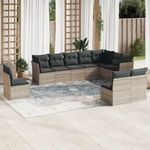 10 részes világosszürke polyrattan kerti ülőgarnitúra párnákkal fotó