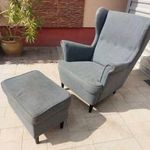 Eladó egy IKEA STRANDMON fotel+lábtartó. Burot jó állapotú, minimális kárpit frissités ráfér. fotó