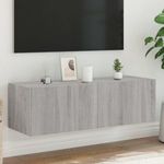 szürke sonoma színű fali TV-szekrény LED-ekkel 100 x 35 x 31 cm fotó